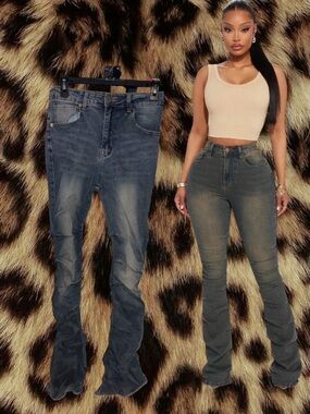 (SIZE 9) Fashion Nova Women's Calling For You Stacked Bootcut Jeans